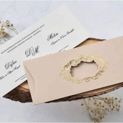 Faire Part Mariage Beige Finition Dorée