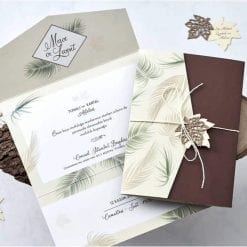 Faire Part Mariage Chocolat et Feuillage