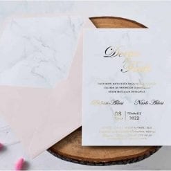 Faire Part Mariage Effet Marbre Pochette Rose