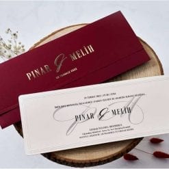 Faire Part Mariage En Relief Pochette Bordeaux