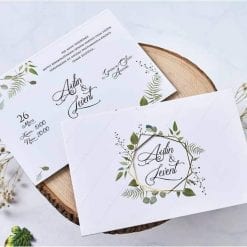 Faire Part Mariage Feuillage Vert Finition Doré