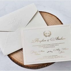 Faire Part Mariage Finition Dorée Avec Enveloppe N44