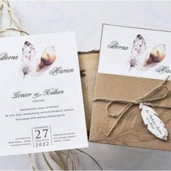 Faire Part Mariage Plume D'amour Pochette Kraft