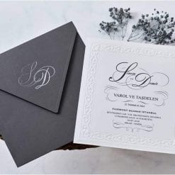 Faire Part Mariage Relief Enveloppe Grise