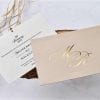 Faire Part Mariage Taupe Ecriture Dorée