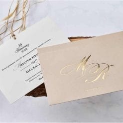 Faire Part Mariage Taupe Ecriture Dorée