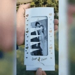 Faire Part Mariage Blanc Avec Photo Depliante Coeur Doré