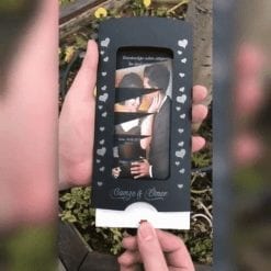 Faire Part Mariage Noir Avec Photo Dépliante Coeur Blanc