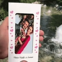 Faire Part Mariage Noir Avec Photo Dépliante Coeur Rose
