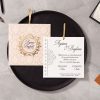Faire Part Mariage Taupe Arc Doré