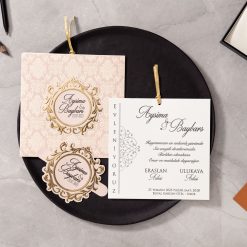 Faire Part Mariage Taupe Arc Doré