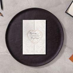 Faire Part Mariage Coeur Blanc Nacré Avec Enveloppe