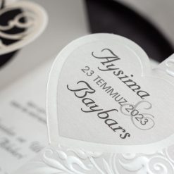 Faire Part Mariage Coeur Blanc Nacré Avec Enveloppe