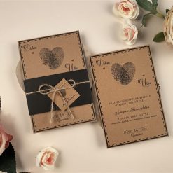 Faire Part Mariage Empreinte Coeur Pochette Noir