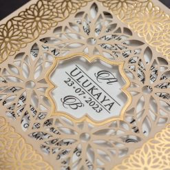 Faire Part Mariage Motif Dorée Avec Ficelle (3)