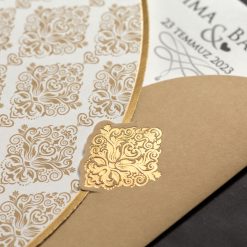 Faire Part Mariage Motifs Ocre Finition dorée