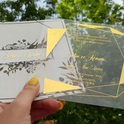 Faire Part Mariage Transparent Polygone Finition Dorée