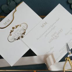 Faire Part Mariage Ouverture Centrale Finition Dorée