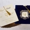 Faire Part Mariage Pochette Bleu Effet Velours