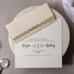 Faire Part Mariage Doré Et Crème