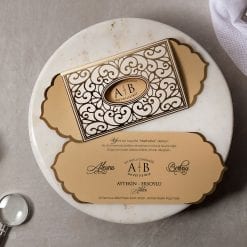 Faire Part Mariage Arabesque Dorée Ouverture Latérale