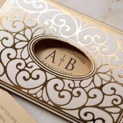 Faire Part Mariage Arabesque Dorée Ouverture Latérale