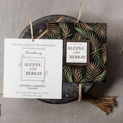 Faire Part Mariage Champêtre Feuillage Doré