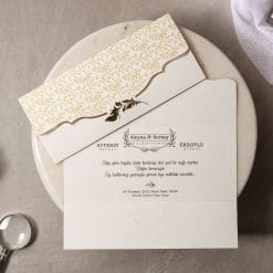 Faire Part Mariage Plume Dorée