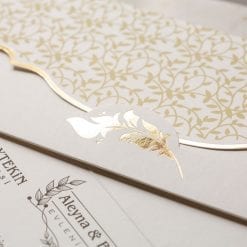 Faire Part Mariage Plume Dorée