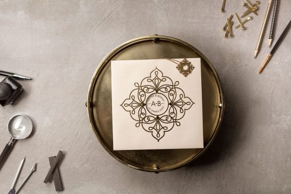 Faire Part Mariage Rosace Dorée
