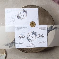 Faire Part Mariage Champêtre Bleu Calque