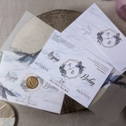 Faire Part Mariage Champêtre Bleu Calque
