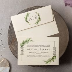 Faire Part Mariage Couronne De Feuille