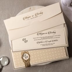 Faire Part Mariage Crème Finition Dorée