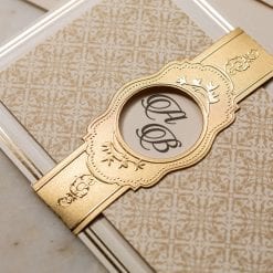 Faire Part Mariage Crème Finition Dorée