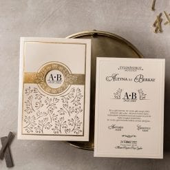 Faire Part Mariage Dessin Floral Doré