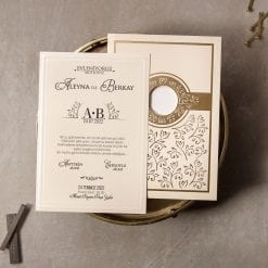 Faire Part Mariage Dessin Floral Doré