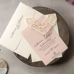 Faire Part Mariage Diamant Centrale Coloris Rose