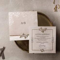 Faire Part Mariage Feuille De Laurier Taupe