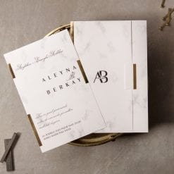 Faire Part Mariage Marbré Pochette 3 Volets