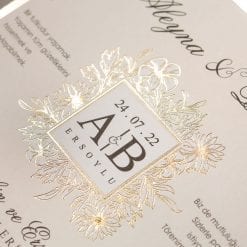 Faire Part Mariage Motifs Floraux Dorés