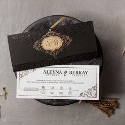 Faire Part Mariage Motifs Noir Satin Et Doré