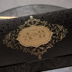 Faire Part Mariage Motifs Noir Satin Et Doré