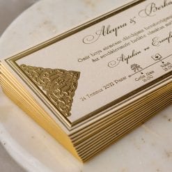 Faire Part Mariage Plaquette Dorée Avec Enveloppe