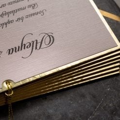 Faire Part Mariage Plaquette Dorée Pochette Taupe