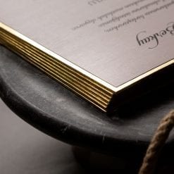 Faire Part Mariage Plaquette Dorée Pochette Taupe