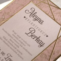 Faire Part Mariage Rose Finition Dorée