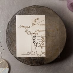 Faire Part Mariage Transparent Feuillage Doré