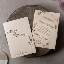Faire Part Mariage Transparent Feuillage Doré