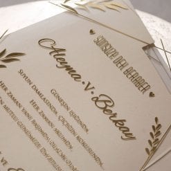Faire Part Mariage Transparent Feuillage Doré